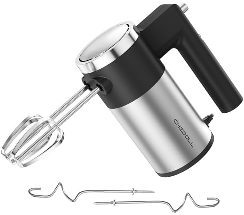 600W Electric Hand Mixer 5 Speed Turbo for Baking and Cooking, Black