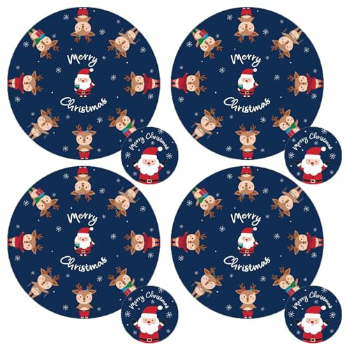Christmas Placemats and Coasters 8 Piece Set of Santa and Reindeer Design