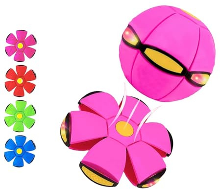 2026 Upgraded Children's Bouncing Ball - Magic Metaball & Flying Saucer, Dual Form Freely Switchable with 6 LED Lights, Parent-Child Interaction Toy (Rose red)