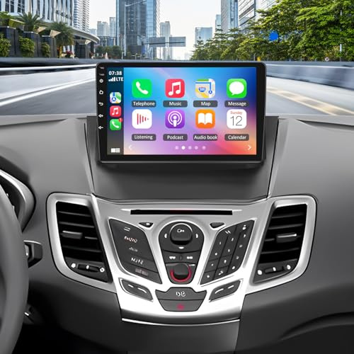 Android 13 Radio Coche para Ford Fiesta 2009-2014 con CarPlay Android Auto,Pantalla táctil de 9 Pulgadas Autoradio Reproductor con GPS Navegación Bluetooth WiFi FM cámara de Respaldo 2+32G