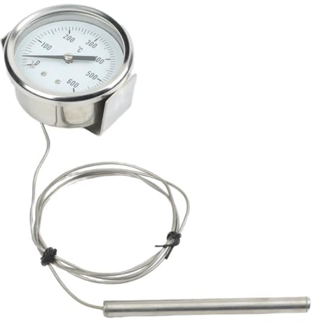 YobiLife High Temperature Thermometer for Ovens and Boilers, Stainless Steel Probe Thermometer 0-600°C with 68mm-Dial, Suitable for Industrial and Home-Heating Applications