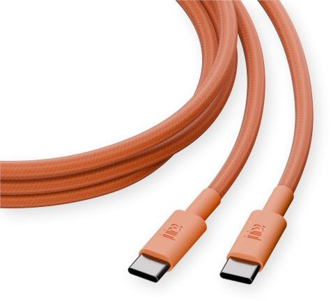 Juice Braided USB C Cable 2m (Orange) | iPhone 17 Fast Charging Lead | iPhone 17 16 15 Pro Max Air | USB-C iPad & devices | Reversible connectors | 2m length | Data sync | Orange