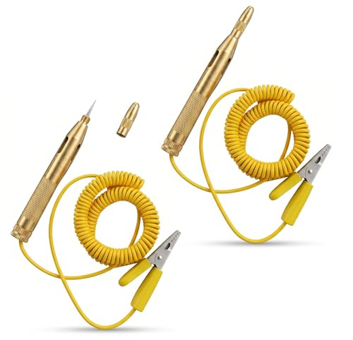 Ruvan 2er Set Kfz Spannungsprüfer 6-24V Stromprüfer Prüflampe Auto Motorrad Mit Federklemme Kabel Fahrzeug Elektrik Reparatur Werkzeug Gelb Robust Leicht, Fehler Schnell Finden & Sichere Diagnose