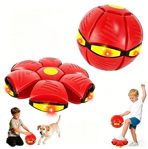 Magic Bouncing Ball,Kid's Magic Ball,Magical Flying Saucer,2-in-1 Bouncy Ball with 6 Light,Dual Form Freely Switchable,Parent-Child Interaction Game,Bouncy Balls for Kids & Pets for Indoor Outdoor