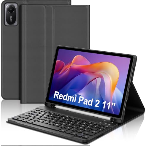 FOGARI Teclado para Redmi Pad 2 11 2025 | Funda con Español Ñ Teclado Bluetooth Magnético Desmontable para Tablet Xiaomi Redmi Pad 2 11 2025, Negro