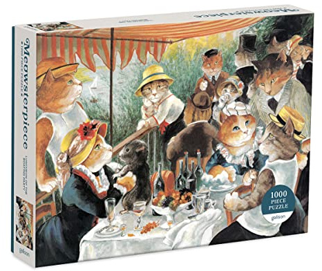 Galison 9780735367517 Luncheon of The Boating Party Meowsterpiece of Western Art 1000 Piece Puzzle