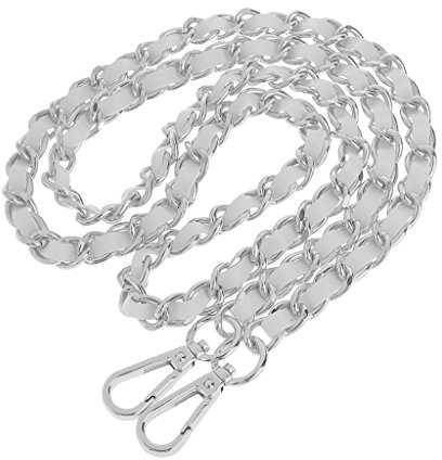 Fenteer Ersatz Schulter Riemen Kettenbügel Geldbeutelhandgriff Wechselbar aus aus Taschenkette Handtasche Tasche Schulterriemen, Silber + Weiß