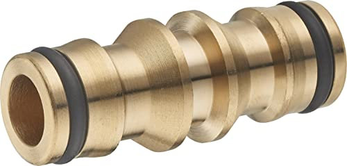 Conector de Riego de Latón Doble Automático | Unión de 2 Mangueras con Conexión Rápida y Estanca | Alta Resistencia para Uso en Jardín y Huerto | AROZ