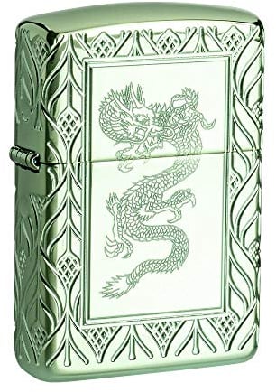 Zippo Feuerzeug 150 Currency Design, Armor High Polish Green-Elegant Dragon, 5,83,81,2