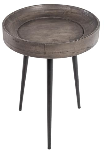 invicta INTERIOR Eleganter Beistelltisch Pure Nature 35cm Akazie grau mit schwarzen Beinen Wohnzimmertisch Tisch