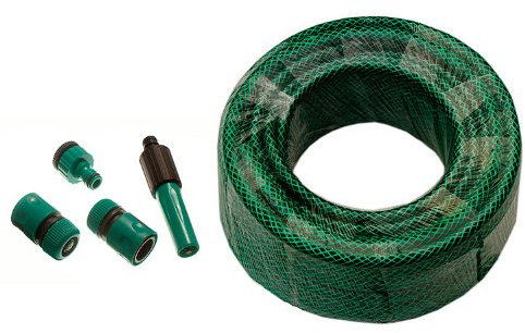 40 METRE Green BRADED Garden Hose Pipe + HOZELOCK Compatible CONNECTORS