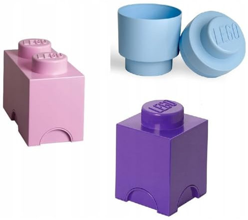 LEGO Stackable Storage Boxes, Set of 3 pcs – Perfect LEGO Organiser, Desk and Room Storage Solution for Kids (Pink, Light Blue, Purple)