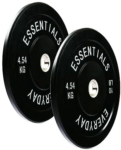 BalanceFrom Black Olympic Weight Plate Colour Coded with Steel Hub, 10lb Pair
