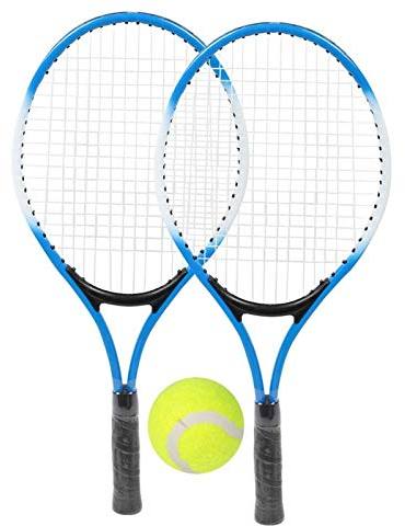 Tennisschläger-Set für Kinder, 2 Tennisschläger mit 1 weichen Tennisball und 1 Tragetasche Tennisschläger Anfänger-Übungsschläger für Kleinkinder im Innen- und Außenbereich(Blau)