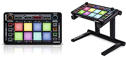 Reloop Neon - Add-on USB DJ controller with velocity-sensitive RGB performance drum pads, plug and play with Serato DJ, & Modular Stand for small modular DJ controller