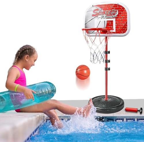 Xwin Kids Basketball Hoop Stand - Adjustable Height 55cm to 145cm - Indoor and Outdoor Sports Set with Mini Ball and Pump - Stable Base Training Hoop for Boys and Girls Ages 3+ Years