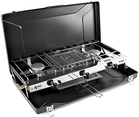 Kampa Dometic Fornello Double Hob & Grill for Camping, Black, 20.5 x 20.5 x 7.5cm