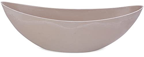 matches21 HOME & HOBBY Ovale Pflanzschale für draußen - große Schiff Deko-Schale in Sand grau marmoriert als Blumen-Topf Pflanztopf - 55 cm Jardiniere für Garten Balkon oder Friedhof als Grab-Schmuck