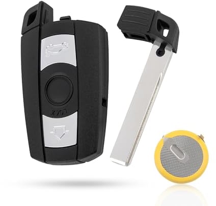 RED WOLF Schlüsselgehäuse Autoschlüssel mit Batterie für BMW 1er E87 E88 3er E92 5er E60 6er E64 X1 X5 Gehäuse der Fernbedienung mit HU92- Schlüsselblat