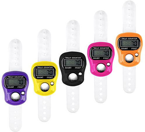 Gvolatee 5 Stück Fingerzähler, Finger Counter Clicker Reihenzähler Mini Handzähler,5 Digit LCD-Display für Inventur, Sport, Marketing, Flugzeug, Golf (Zufällige Farbe)