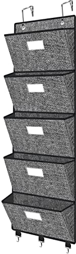 VERONLY Hängeorganizer an der Wand mit 6 Großen Taschen, Groß Hängeaufbewahrung Wandorganizer Magazinboard Zeitungshalter für das Büro, Bokumentenhalter, Zuhause, Schule(Schwarz)