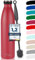 Milu Botella de acero inoxidable de 1500 ml, termo para agua, a prueba de fugas, aislada y de doble pared, carbonatada (rojo, 1,5 L)