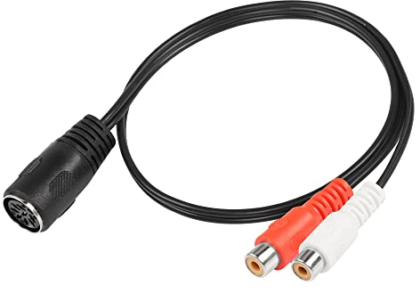 SinLoon Cavo di prolunga DIN a RCA Cavo audio Din 8 pin femmina a doppio RCA maschio per apparecchiature audio per strumenti musicali(8pin female to 2 female RCA, 1.6FT)