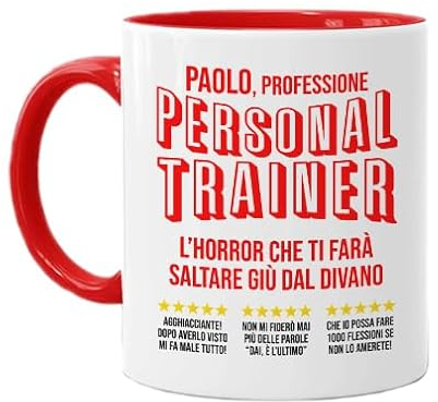 Gattablu Tazza mug color 11 oz Personal Trainer recensioni Divertenti Horror Personalizzata con Nome! Idea Regalo Allenatore Palestra Sport!