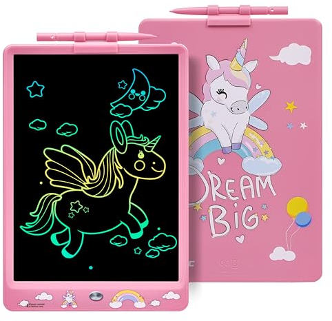 DYNASONIC DYNA-PM Einhorn Schreibtafel Kinder 10 Zoll, LCD Zeichentablett Kinder Magnetisches Whiteboard Dinosaurier Spielzeug Geschenk 2 3 3 4 5 6 7 8 Jahre alt
