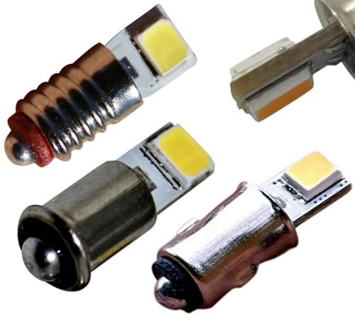 9x LED Leuchtmittel 10-24V MS4 / BA5S / E5.5 Fassung weiß Modellbahn Volt Glühbirne AC DC bei ca. 30 Lumen (warmweiß, MS4)