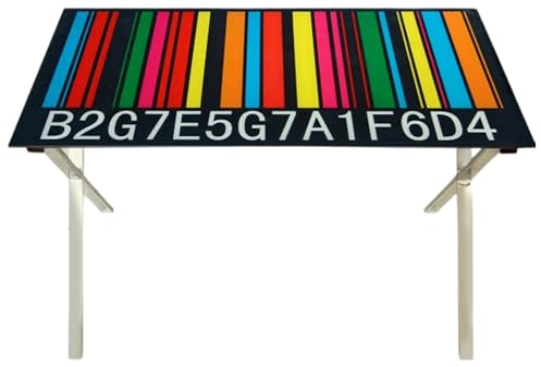 DRW Mesa Escritorio de Colores con Tablero de Cristal Templado de 8 mm 120x70x75 cm