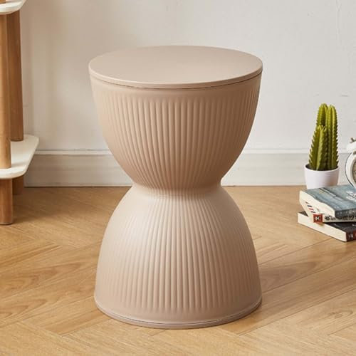 SHAIRMB Tabouret Moderne Forme De Sablier, Table D'Appoint en Plastique, Pouf Rond Repose Pieds, La CréAtivité Banc à Chaussures, Tabouret pour Le Salon EntréE, 30x30x44 Cm,Kaki
