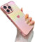 ZTOFERA for iPhone 13 Pro Case 6.1 inch,Cute Colorful Iridescent Plating Edge Case with Love Hearts Pattern,Camera Lens Protection Shockproof Phone Case for Women Girls,Iridescent Pink