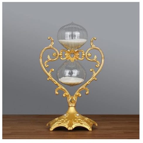 Sanduhr, Romantische Liebe Sanduhr 60 Minuten-360 Grad drehbar Antike Messing Sanduhr Uhr, 1 Stunde Sand Uhr Dekoration Sanduhr Timer Ornament für(Gold,30min 27 * 17cm)