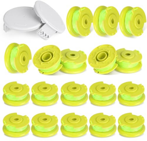 SWAWIS 20 Pièces Fil Coupe Bordure Bobine de Fil Debroussailleuse Compatible avec Ryobi One + 18V 24V 40V Coupe Bordure Ø2.0mm 3,4M Fil Rotofil Bobine Fil Coupe Bordure (18 Fil Rotofil + 2 Couvercle)