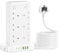3M Tower Extension lead with USB Slots, 12 Way Multi Plug Extension Tower with 3 Type C and 3 USB A Ports, Overload Protection Power Cord Extension Plug Socket with 4 Individual Switches 13A 3250W