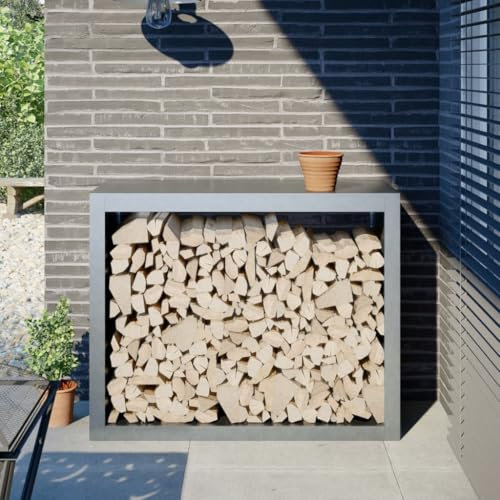 ShGaxin Brennholzregal 100x40x80 cm Verzinkter Stahl, Kaminholzregal Aussen, Holzstapelhilfe, Carport, Sichtschutz Garten, Kaminholzregale - 850980