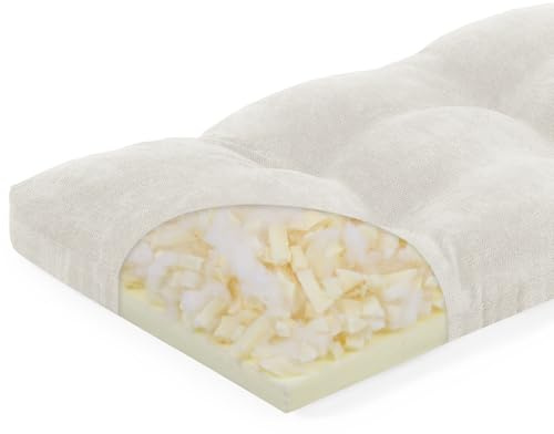 baibu 42 Inch Memory Foam Bench Cushion, Dual-Layer Patent Design Non-Slip Indoor Bench Cushion with Ties, 42x15x3Inch, White
