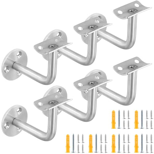 NAMYEUT 6 Stück Handlaufstütze Edelstahl, Geländer Handlaufhalter Handlauf Befestigung Wand, Handlaufträger Edelstah Handlauf Halterung für Holz Treppengeländer