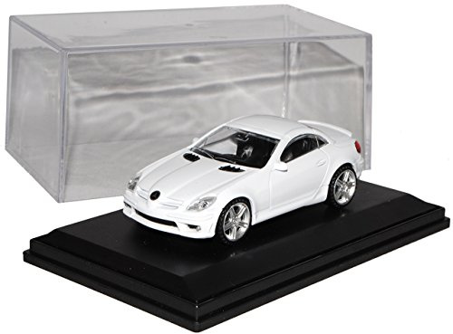 alles-meine.de GmbH Mercedes-B SLK 55 AMG Coupe Weiss R171 2004-2011 mit Sockel und Vitrine 1/43 Modellcarsonline Modell Auto mit individiuellem Wunschkennzeichen