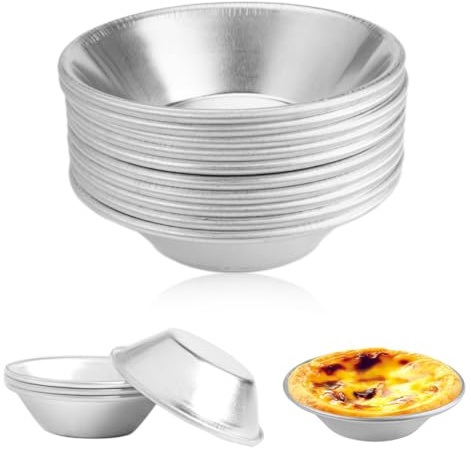 EXIN DEHCEN 10 Pièces Moule Tartelette Pasteis De Nata Kit Moule Aluminium | Moulee Tartelette, Moules Mini Tartelette, Moules à Tartelettes Ronde en Aluminium, pour La Cuisson De La Cuisine
