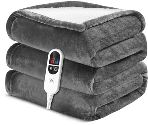 Airfish Heizdecke 180x130 cm – Kuschelweiche Premium-Decke mit 6 Heizstufen, 12h-Timer & Sicherheits-Auto-Off – Energiesparend & Waschmaschinenfest für Bett, Sofa, Homeoffice