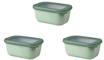 Mepal - Mikrowellengeschir set 3x 750 ml Cirqula - Mikrowellen Geschir - Geeignet für Kuhlschrank, Gefrierschrank & Mikrowellengeschirr - 2,25 l - Nordic sage