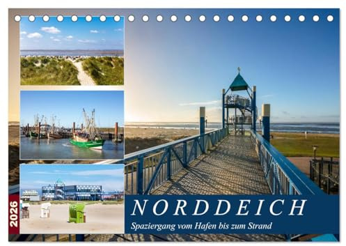Norddeich Spaziergang vom Hafen bis zum Strand (Tischkalender 2026 DIN A5 quer), CALVENDO Monatskalender: Maritime Aufnahmen von Norddeich (CALVENDO Natur)