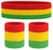 Onupgo Ensemble bandeau et serre-poignets de sport - en coton, B1 Red/Yellow/Green