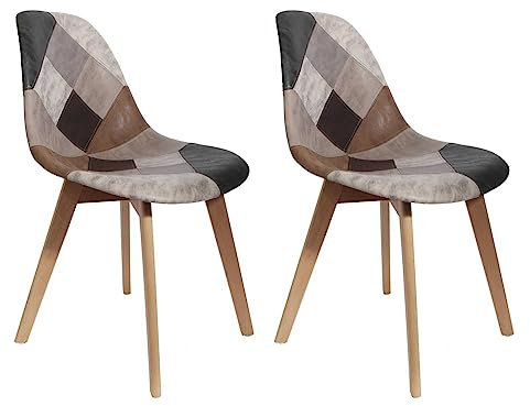 THE HOME DECO FACTORY Silla Patchwork MARRÓN-GRIS