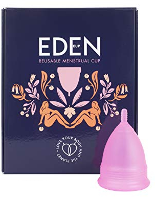 Eden Menstrual Cups - Comfortable, Flexible and Reusable Period Cup - Premium Design - A Perfect Alternative to Tampon and Pads - (Pink) (Small)
