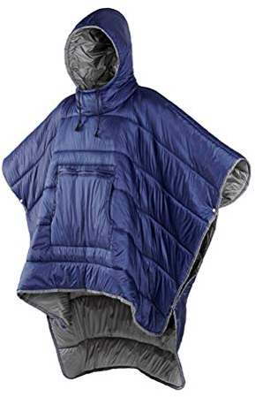 Honcho Poncho Schlafsack Wearable Hooded Blanket - Premium Camping Schlafsack Winter Outdoor Umhang, Extreme Wetter warm/wasserdicht/Winddicht mit Kapuze Decke mit Sack,Blue