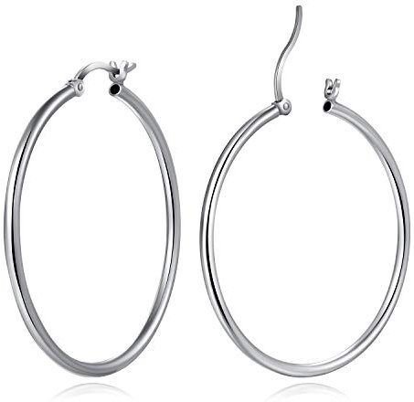 Big Silver Hoop Earrings for Women Sterling Silver Cubic Zirconia Hoop Earrings White Gold Hypoallergenic Hoop Earrings for Women Large Hoop Earrings Silver 20mm-40mm