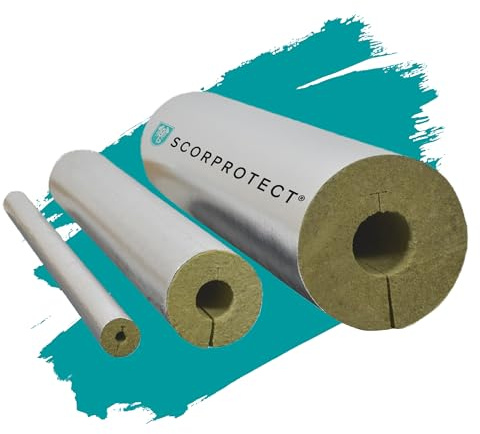 Scorprotect® Rohrschale (Steinwolle, 76 x 40 mm x 1 Meter) Rohrisolierung Steinwolle Alukaschiert 0.040 W/MK